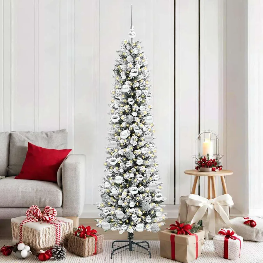 Sapin de Noël artificiel Blanc 180 cm PVC, métal et plastique