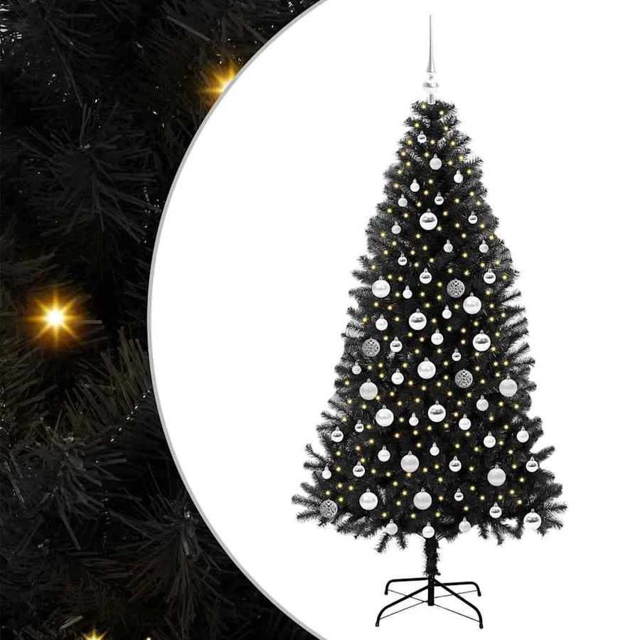 Sapin de Noël avec 300 LED avec support Noir 180 cm PVC - 2