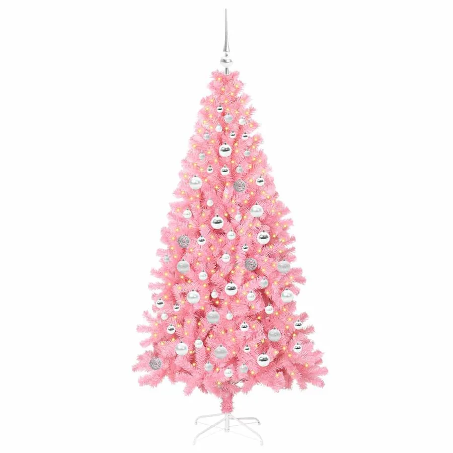 Sapin de Noël avec 300 LED avec support Rose 180 cm PVC - 3