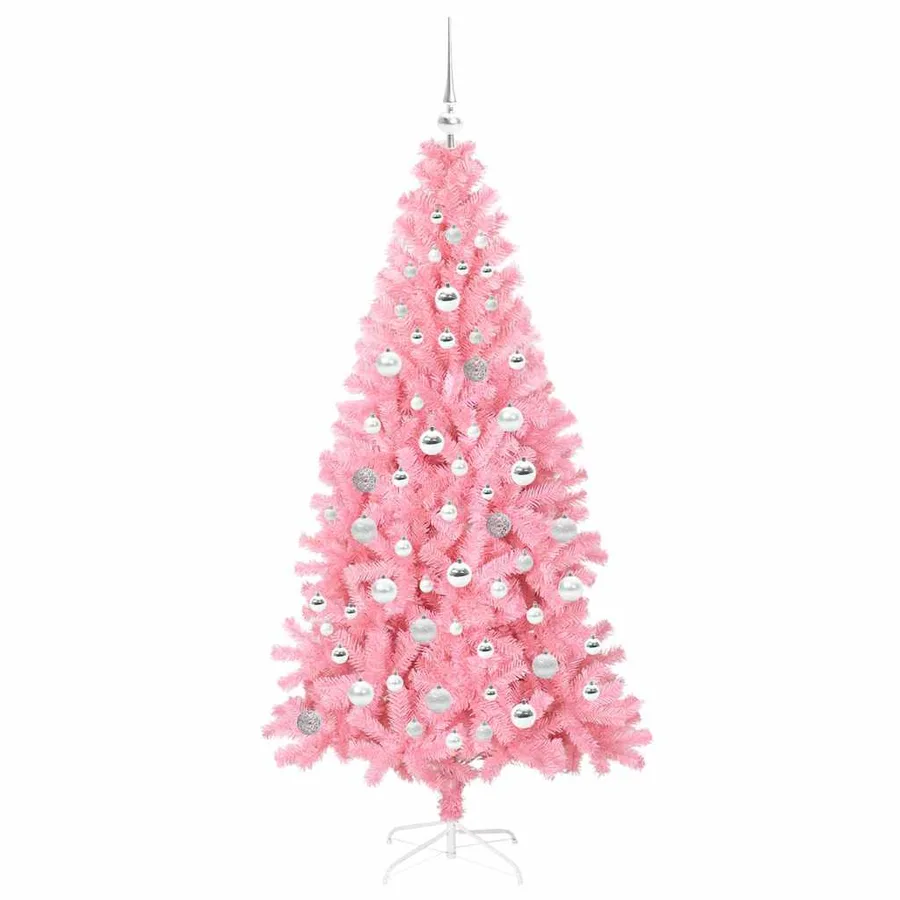 Sapin de Noël avec 300 LED avec support Rose 180 cm PVC - 4