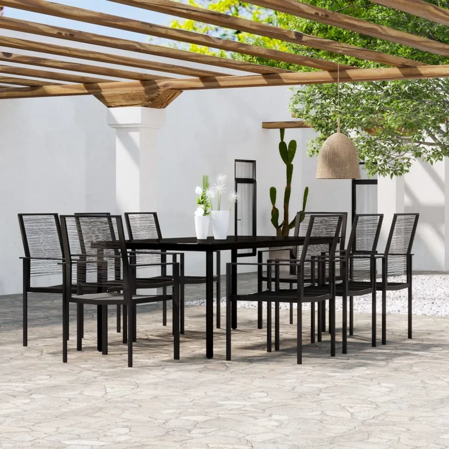 Ensemble à manger de jardin 9 pcs Noir