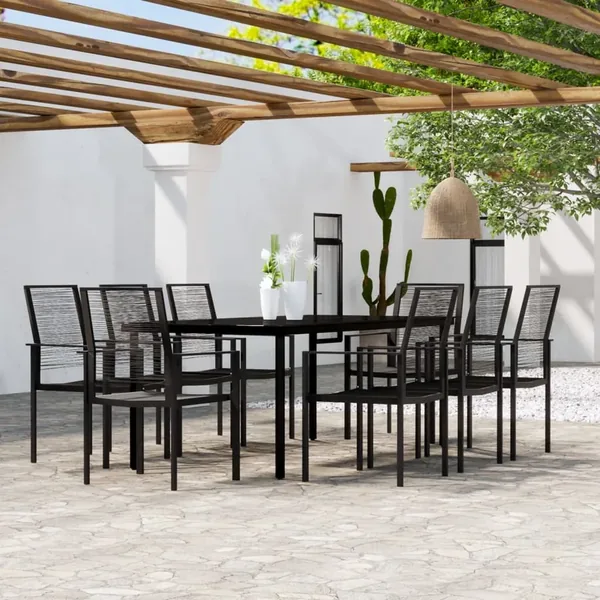 Ensemble à manger de jardin 9 pcs Noir