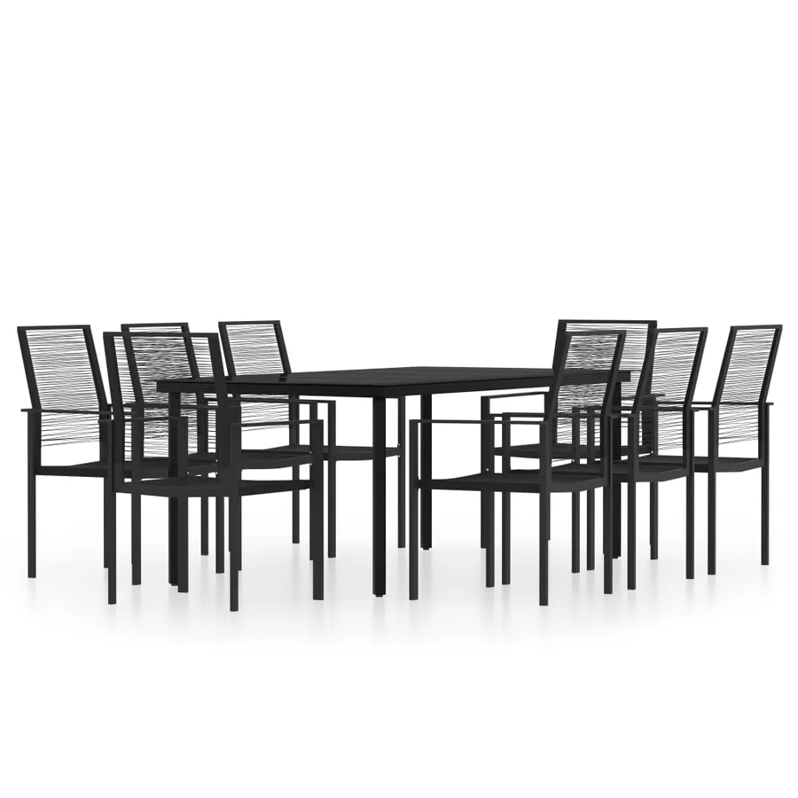 Ensemble à manger de jardin 9 pcs Noir - 2