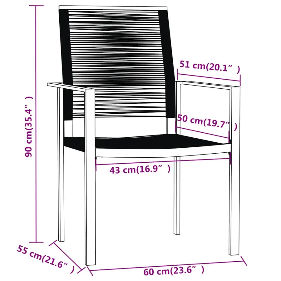 Ensemble à manger de jardin 9 pcs Noir - 7