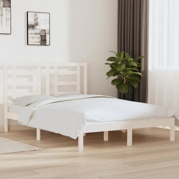 Cadre de lit sans matelas blanc 140x190 cm bois de pin massif