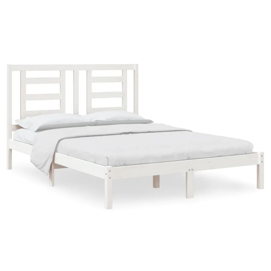 Bed frame without mattress white 140x190 cm solid pine wood - 2
