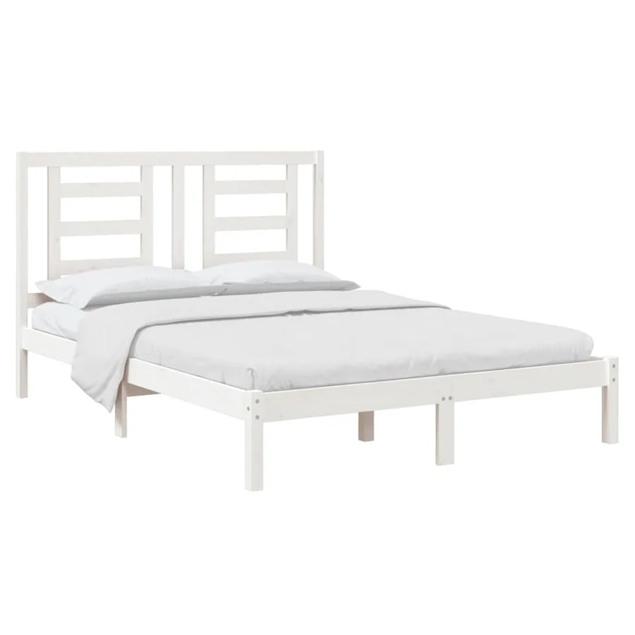 Bed frame without mattress white 140x190 cm solid pine wood - 3