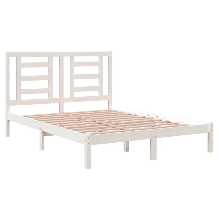 Bed frame without mattress white 140x190 cm solid pine wood - 4