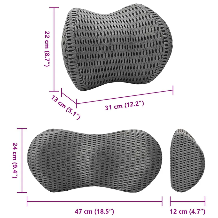 Coussin cervical, Coussin dorsal Gris Mousse à mémoire de forme - 10