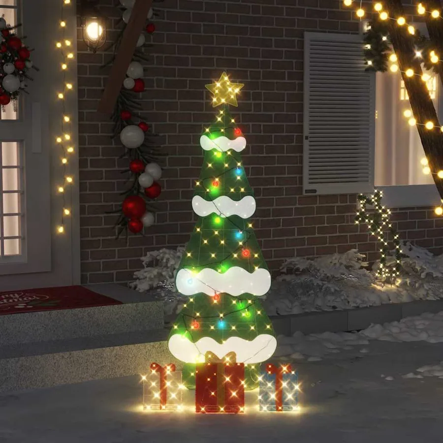 Sapin de Noël lumineux avec 3 boîtes-cadeaux 2D blanc chaud - 3