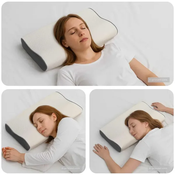 Coussin cervical Blanc Mousse à mémoire de forme