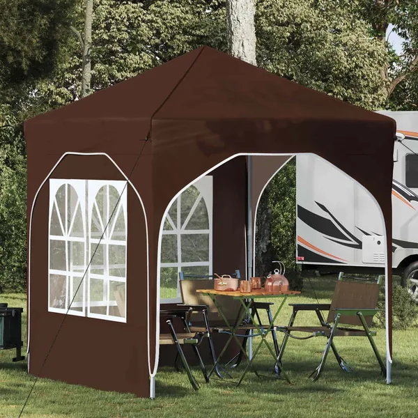 Tente de fête pop-up 192 x 192 x 245 cm Marron