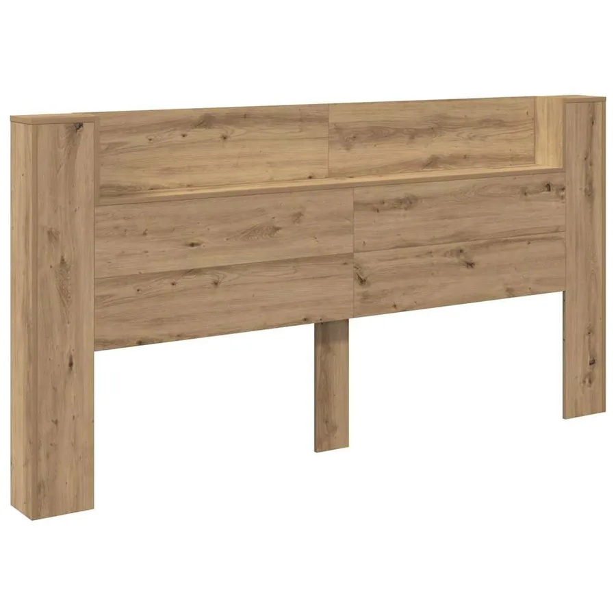 Tête de lit de rangement avec LED Chêne artisanal - 5