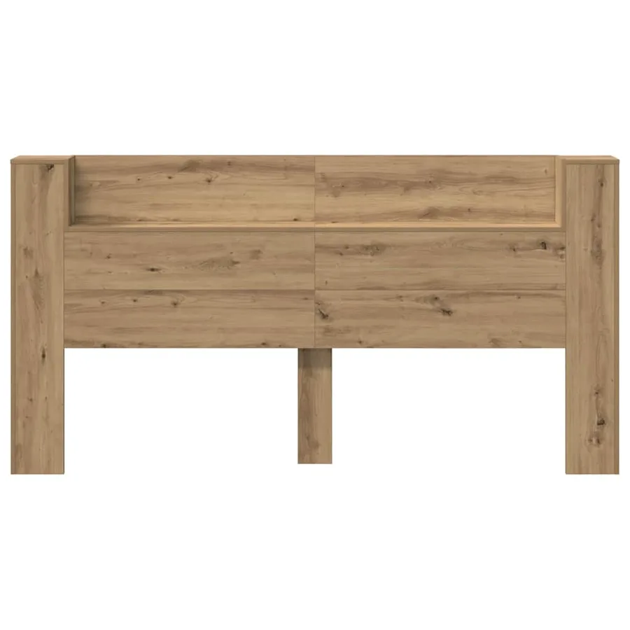 Tête de lit de rangement avec LED Chêne artisanal - 6