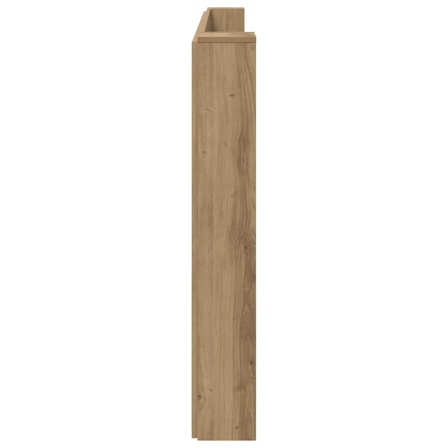 Tête de lit de rangement avec LED Chêne artisanal - 7