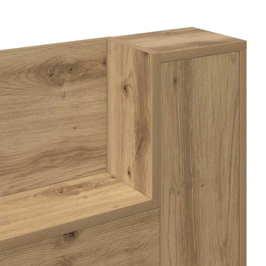 Tête de lit de rangement avec LED Chêne artisanal - 9