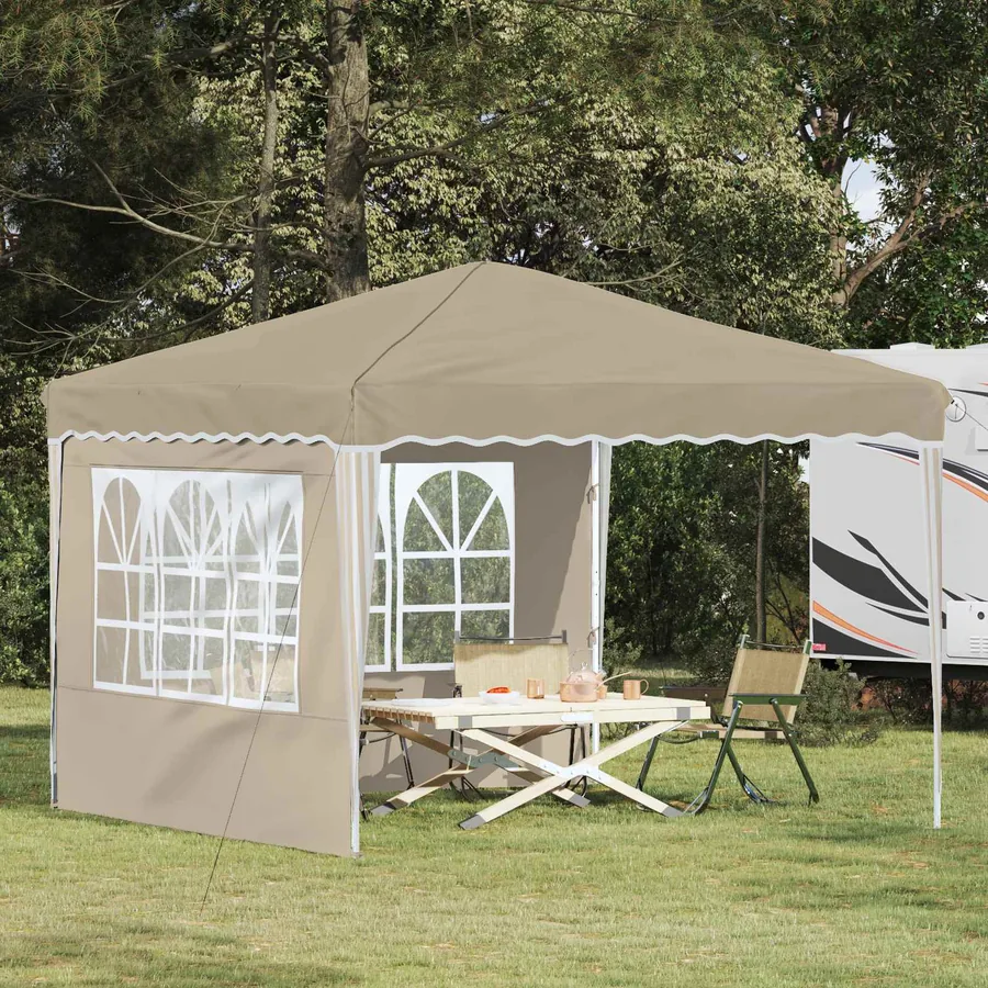 Tente de fête pop-up 288 x 288 x 245 cm Crème Tissu Oxford