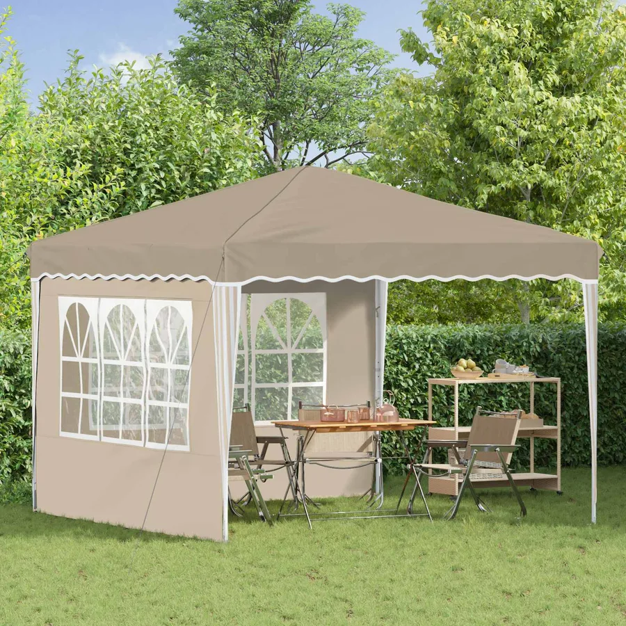 Tente de fête pop-up 288 x 288 x 245 cm Crème Tissu Oxford - 3