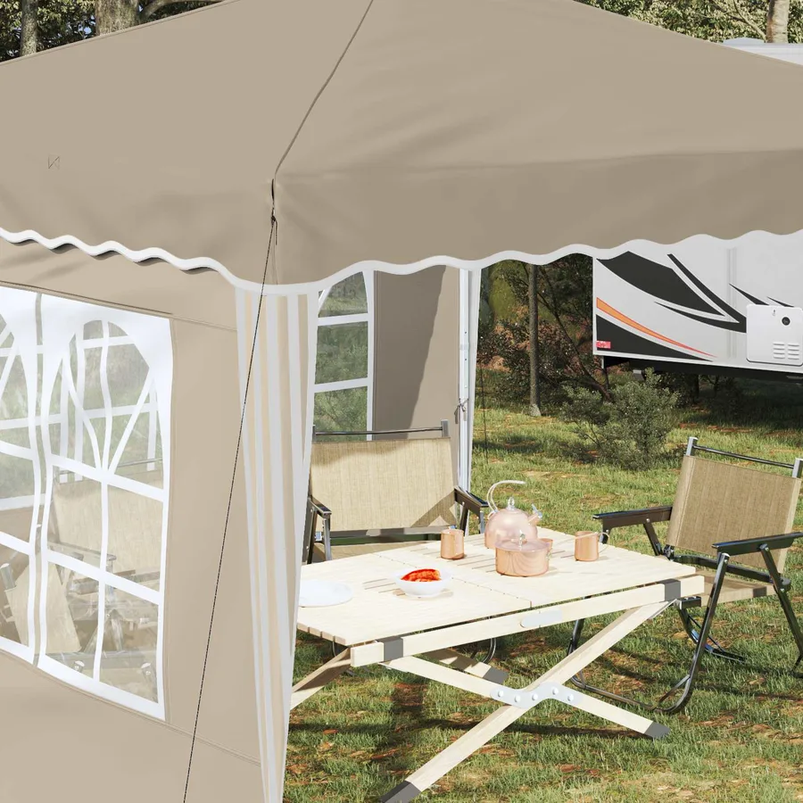 Tente de fête pop-up 288 x 288 x 245 cm Crème Tissu Oxford - 4