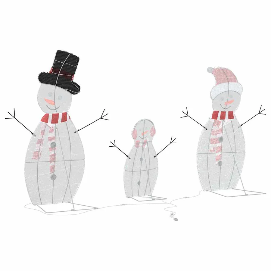 Famille de bonhommes de neige éclairés 3 pcs Blanc chaud - 11