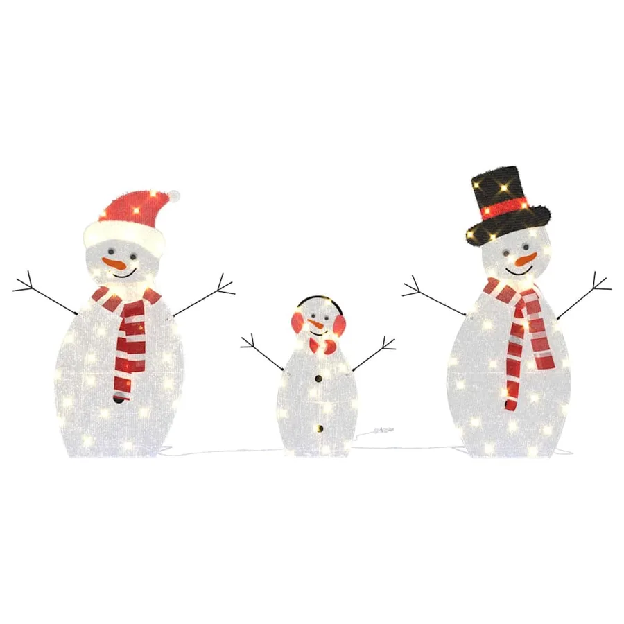 Famille de bonhommes de neige éclairés 3 pcs Blanc chaud - 2