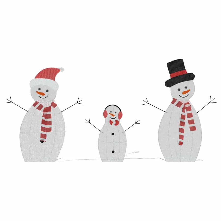 Famille de bonhommes de neige éclairés 3 pcs Blanc chaud - 9