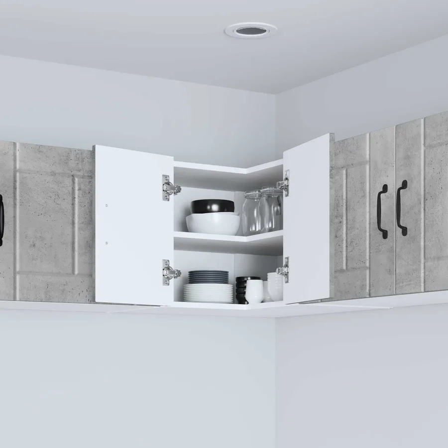 Cabinet d'angle mural LUCCA Gris béton 57 x 57 x 40 cm - 4