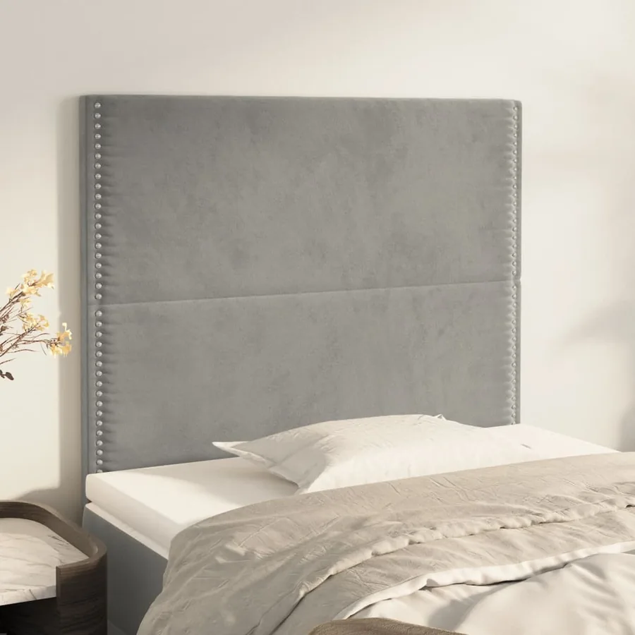 Headboard Light grey 100x5x118/128 cm Velvet