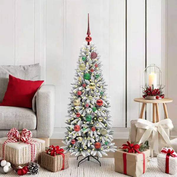 Sapin de Noël artificiel avec 150 LED avec support Blanc 120 cm