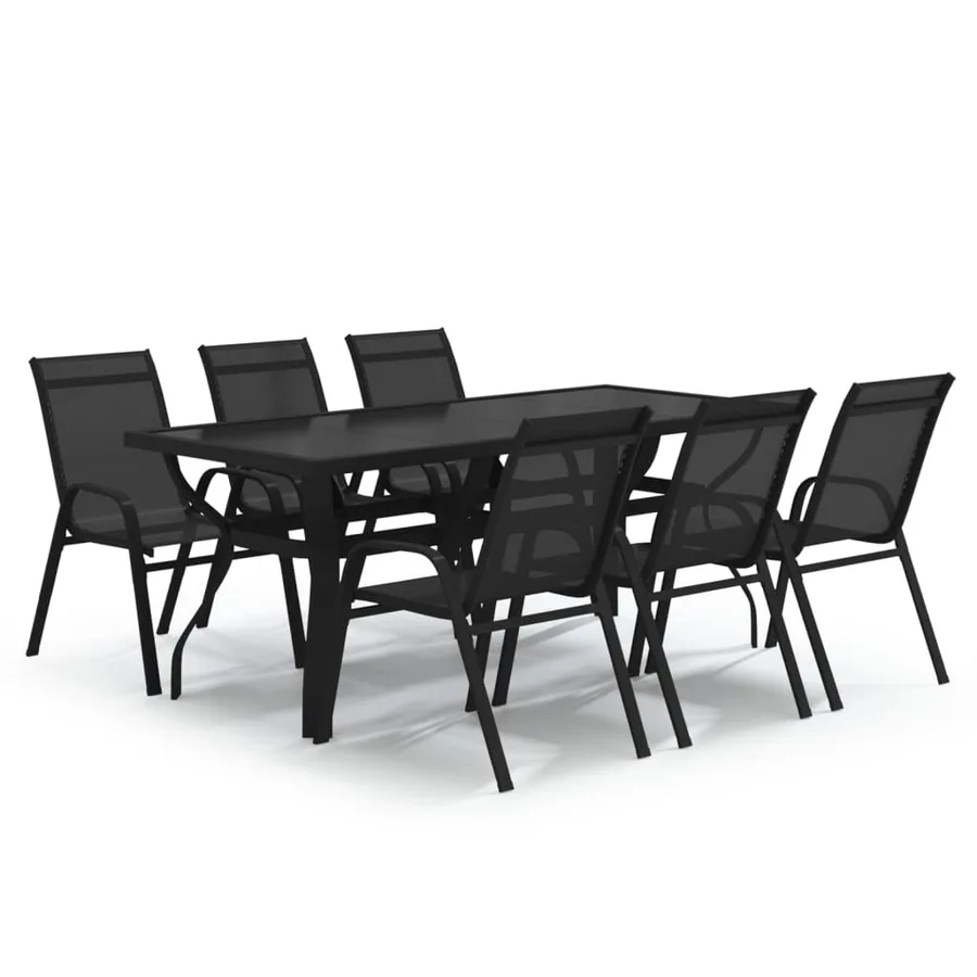 Ensemble à manger de jardin 7 pcs Noir - 2