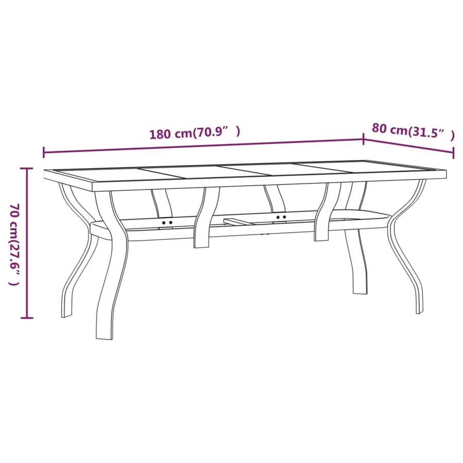 Ensemble à manger de jardin 7 pcs Noir - 7