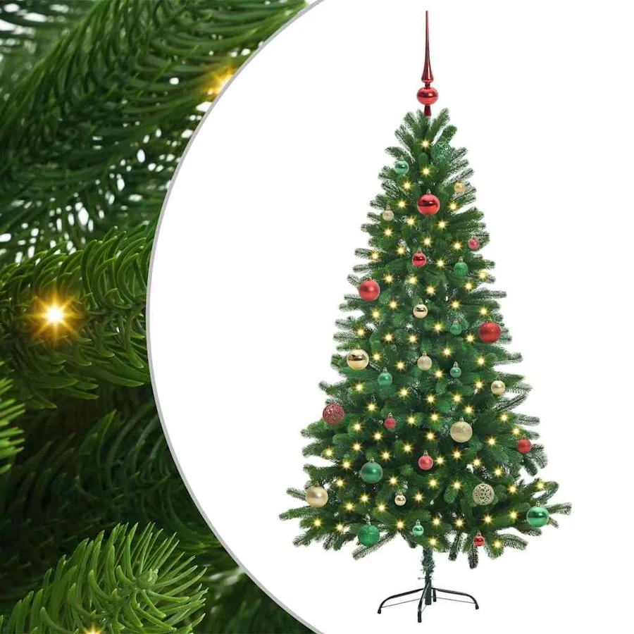 Sapin de Noël avec 150 LED avec support Vert 150 cm PE - 2