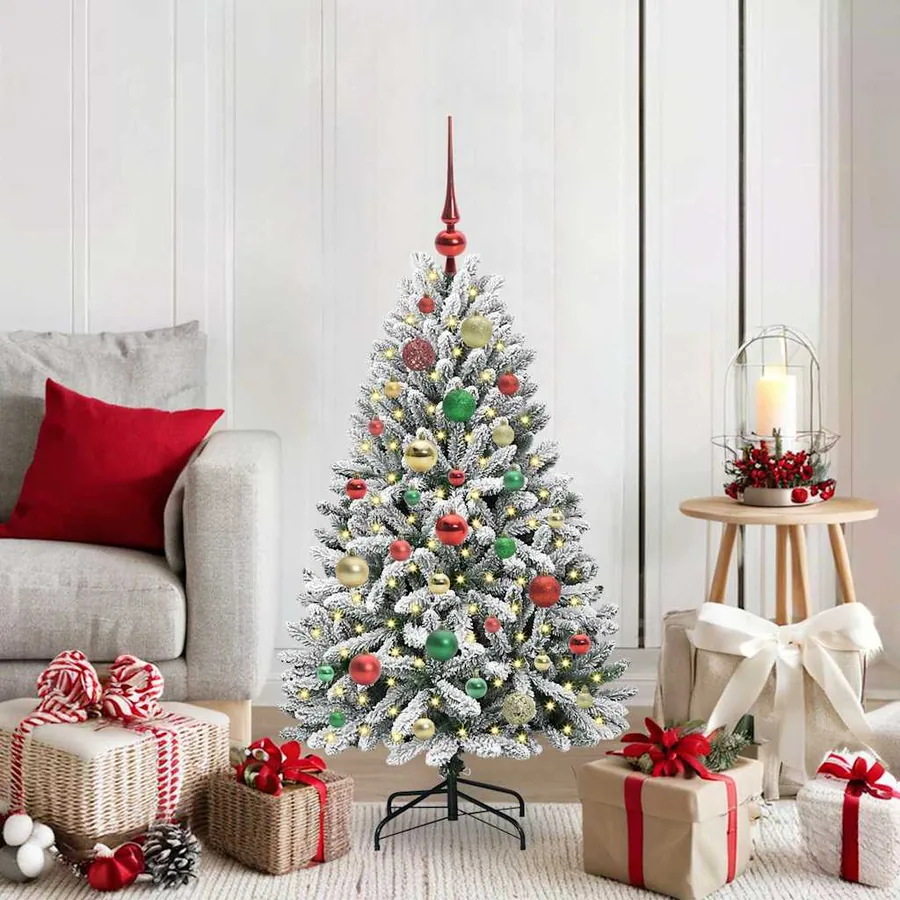 Sapin de Noël artificiel Vert et blanc 120 cm PVC et métal