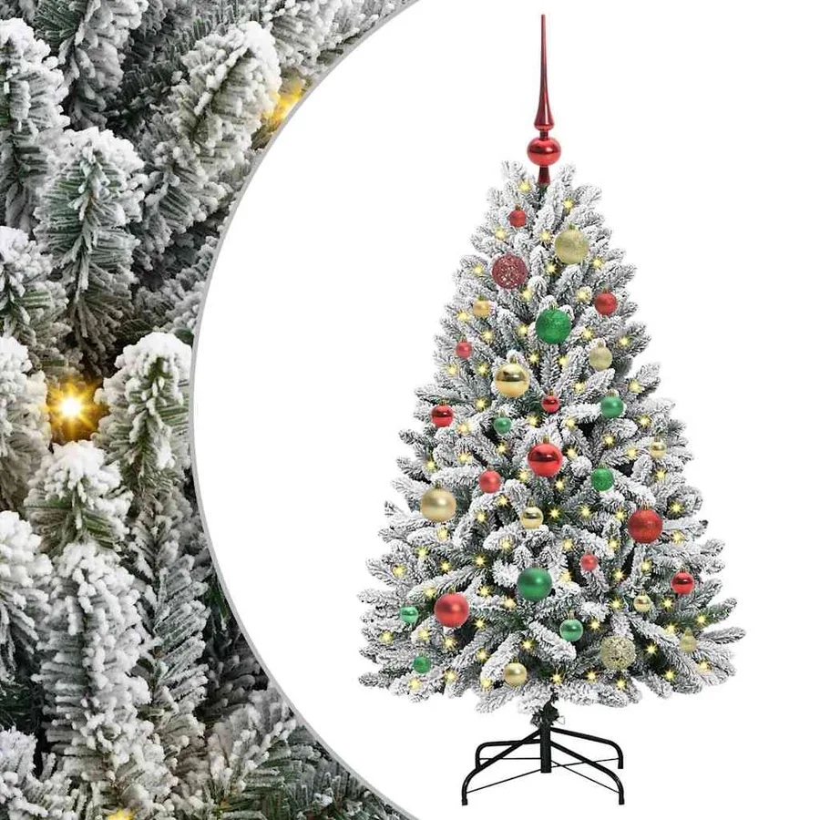 Sapin de Noël artificiel Vert et blanc 120 cm PVC et métal - 2