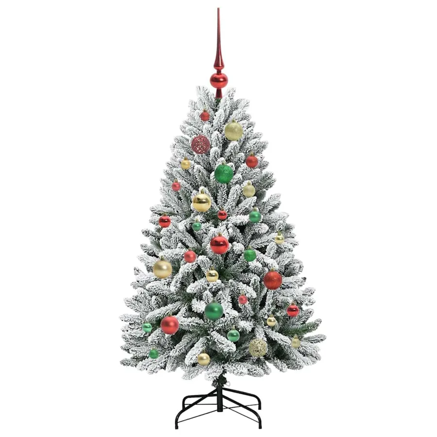 Sapin de Noël artificiel Vert et blanc 120 cm PVC et métal - 6