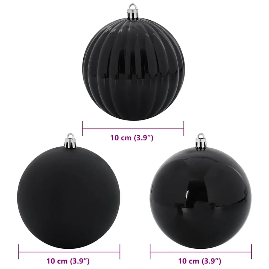 Ensemble de Boules de Noël XL 15 pcs Noir Ø 10 cm Plastique LED - 5