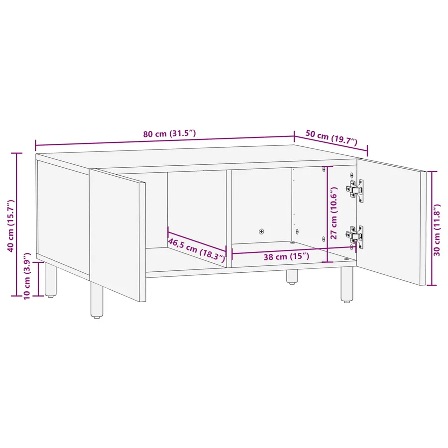 Table basse Blanc 80 x 50 x 40 cm Bois de mangue massif - 11