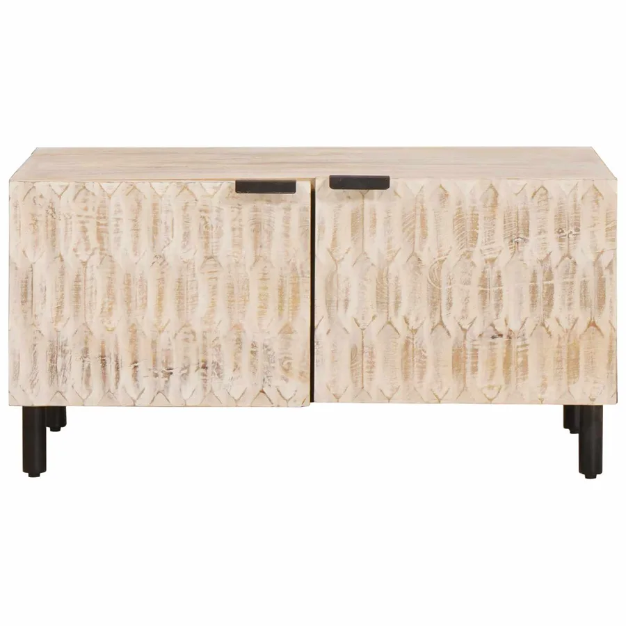 Table basse Blanc 80 x 50 x 40 cm Bois de mangue massif - 3