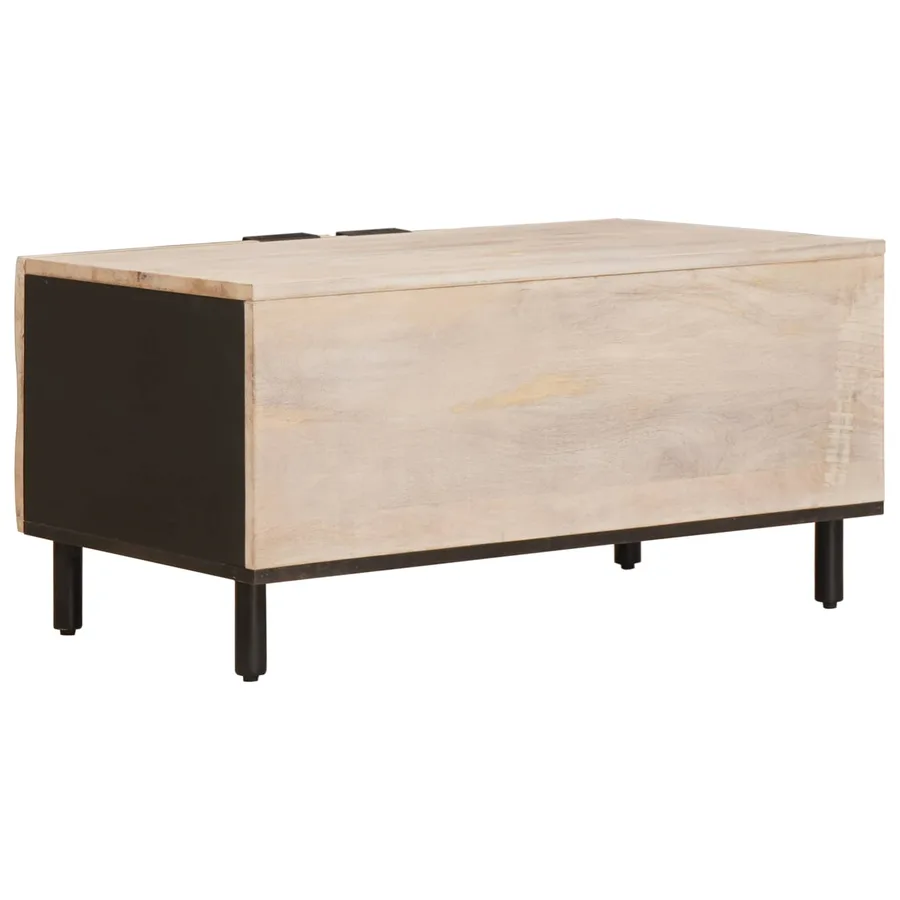 Table basse Blanc 80 x 50 x 40 cm Bois de mangue massif - 5