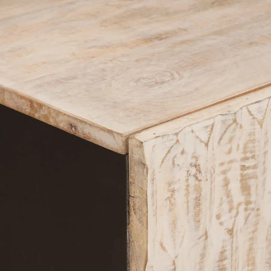 Table basse Blanc 80 x 50 x 40 cm Bois de mangue massif - 6