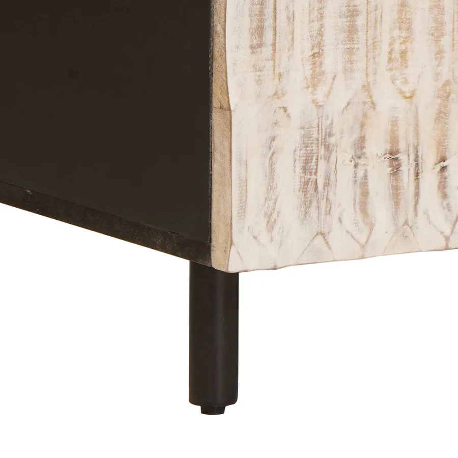 Table basse Blanc 80 x 50 x 40 cm Bois de mangue massif - 8