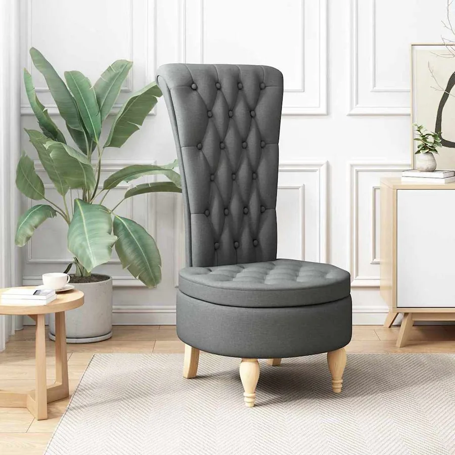 Fauteuil à pantoufle Gris foncé 56,5 x 70 x 110 cm tissu