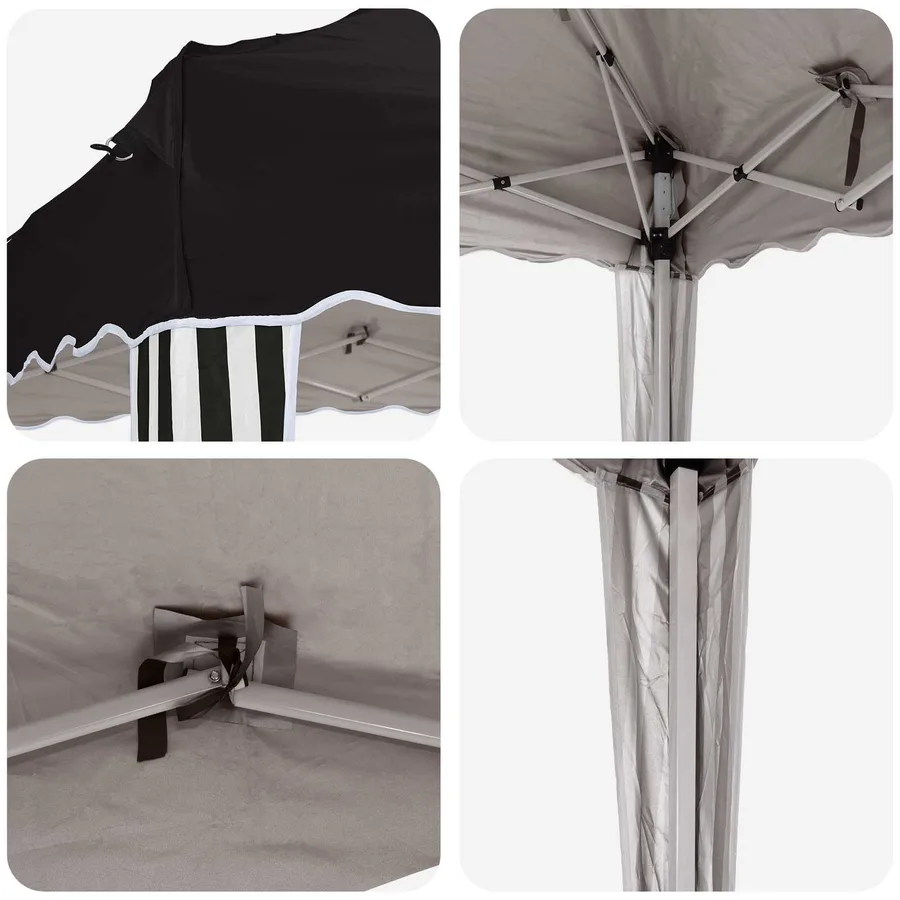 Tente de fête pop-up 288 x 288 x 245 cm Noir Tissu Oxford - 9