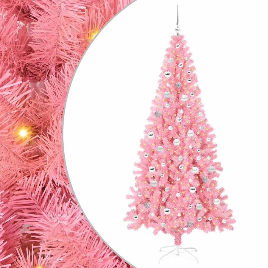 Sapin de Noël avec 300 LED avec support Rose 210 cm PVC - 2