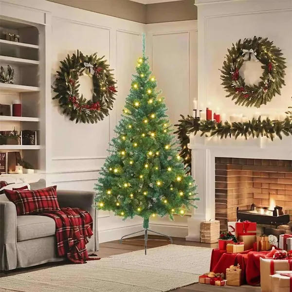 Sapin de Noël artificiel pré-éclairé Vert 180 cm PVC
