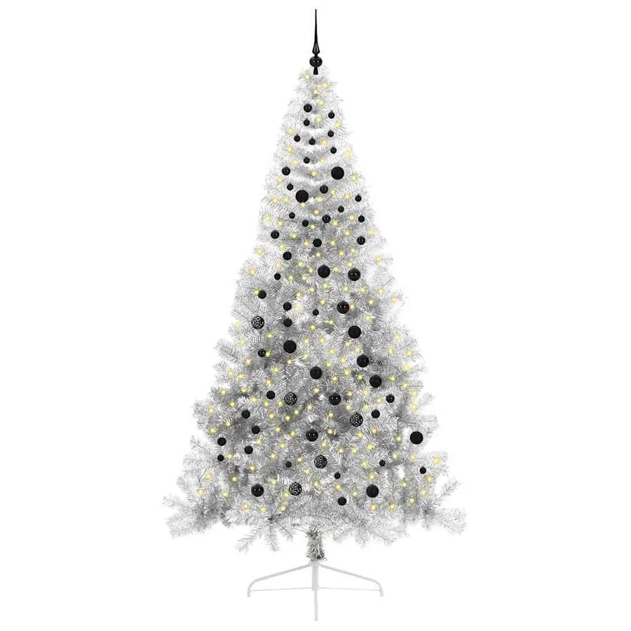 Sapin de Noël artificiel pré-éclairé Argent 240 cm PET - 3