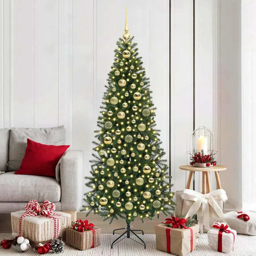 Ensemble de Boules de Noël avec 300 LED 120 pcs Doré Plastique