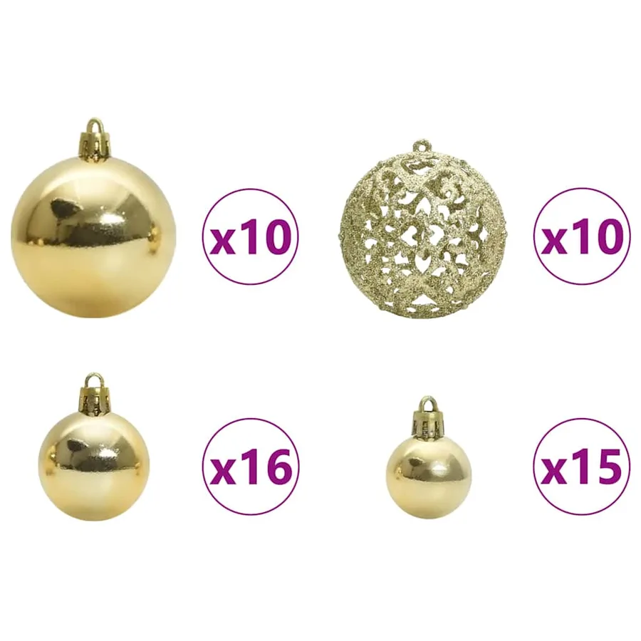 Ensemble de Boules de Noël avec 300 LED 120 pcs Doré Plastique - 5