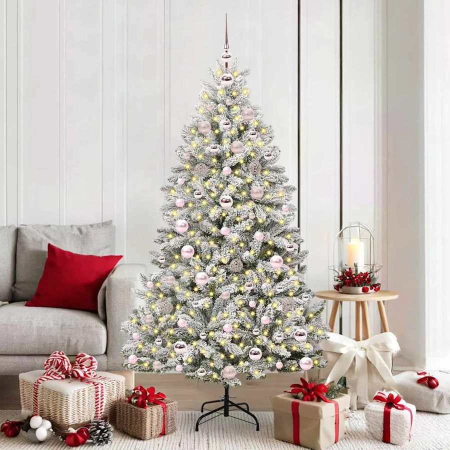 Sapin de Noël artificiel Vert et blanc 180 cm PVC et métal