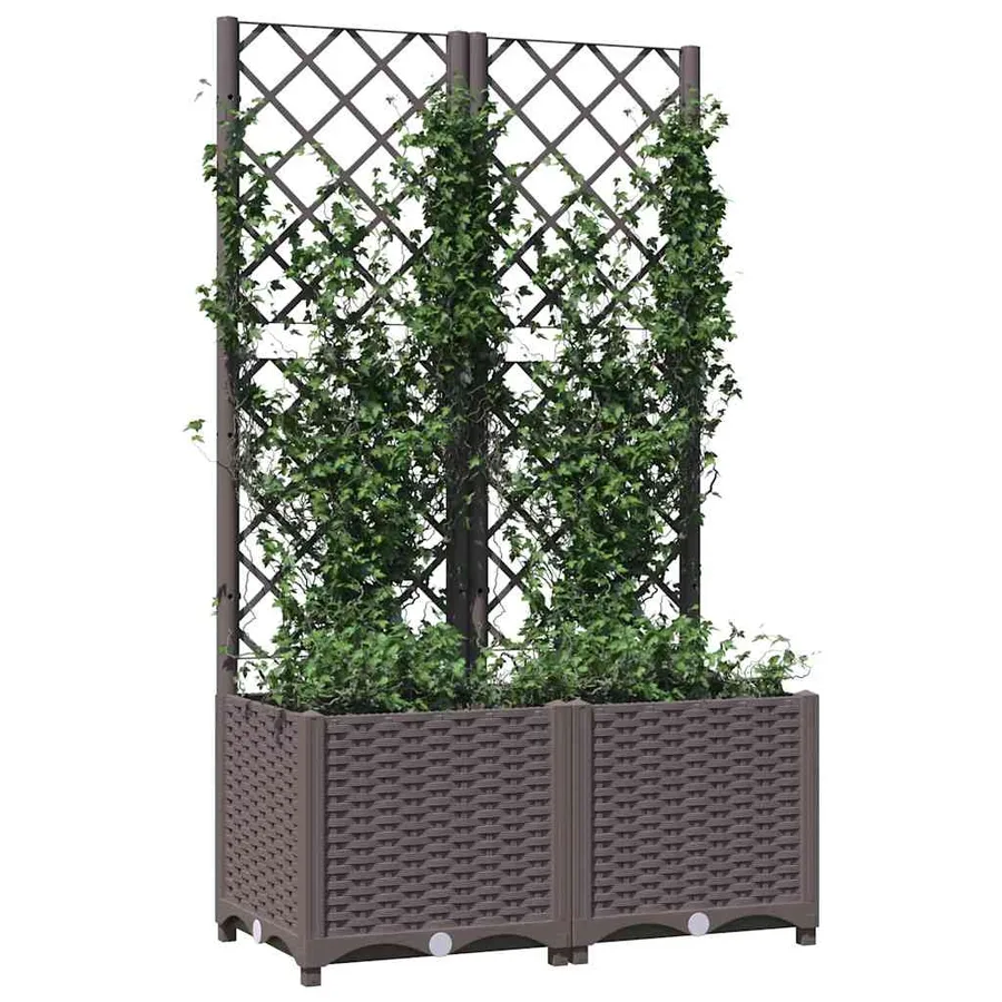 Jardinière avec treillis Marron 80x40x136 cm PP - 3